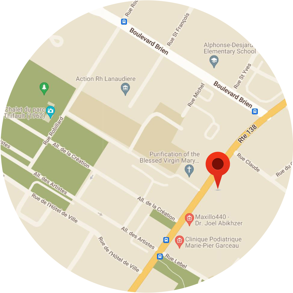 Adresse et carte Google Maps de la clinique de kinésiologie à Repentigny.