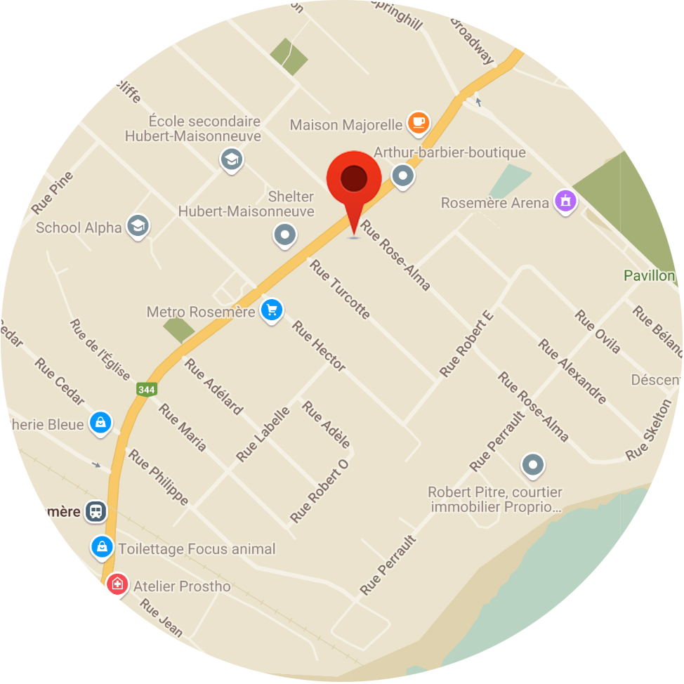 Adresse et carte Google Maps de la clinique de kinésiologie à Rosemère.